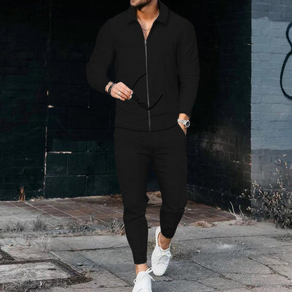 Men's Modern Zipper Tracksuit with Elastic Waistband