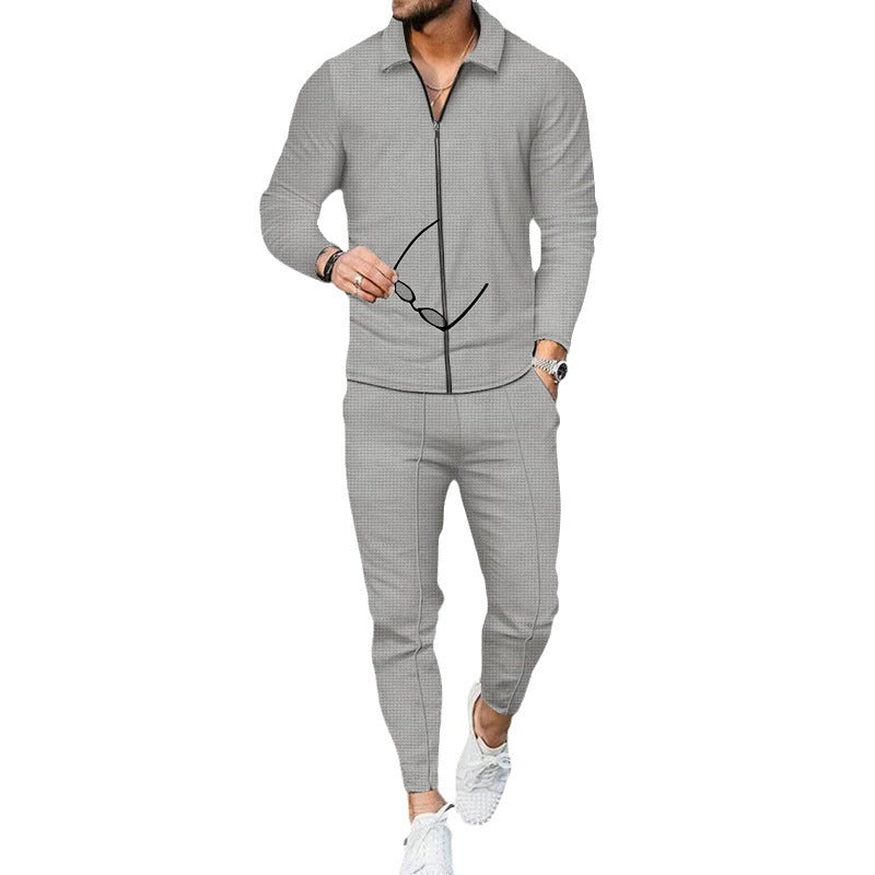 Men's Modern Zipper Tracksuit with Elastic Waistband