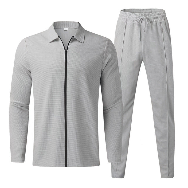 Men's Modern Zipper Tracksuit with Elastic Waistband