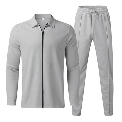 Men's Modern Zipper Tracksuit with Elastic Waistband