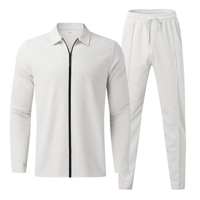 Men's Modern Zipper Tracksuit with Elastic Waistband