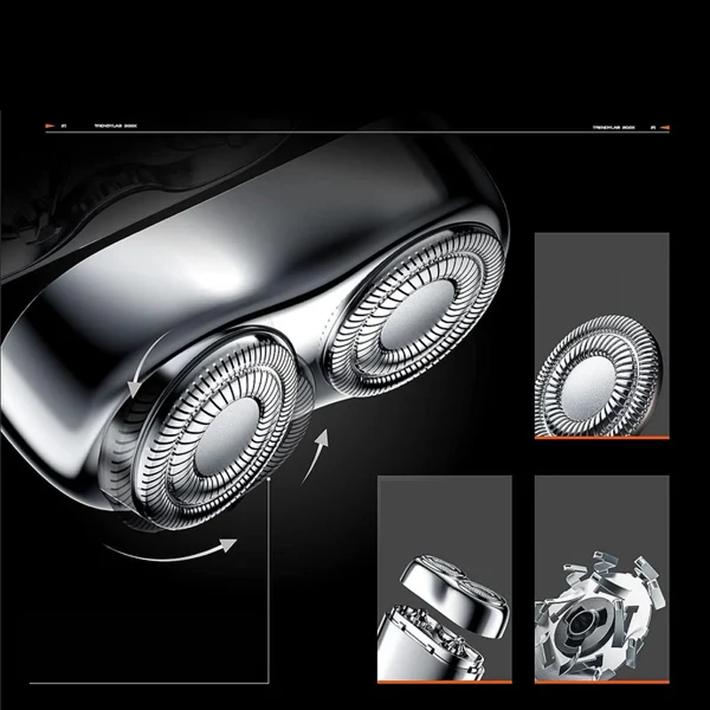 Men's Rechargeable Electric Shaver with Compact Design and Turbo Vortex Blade