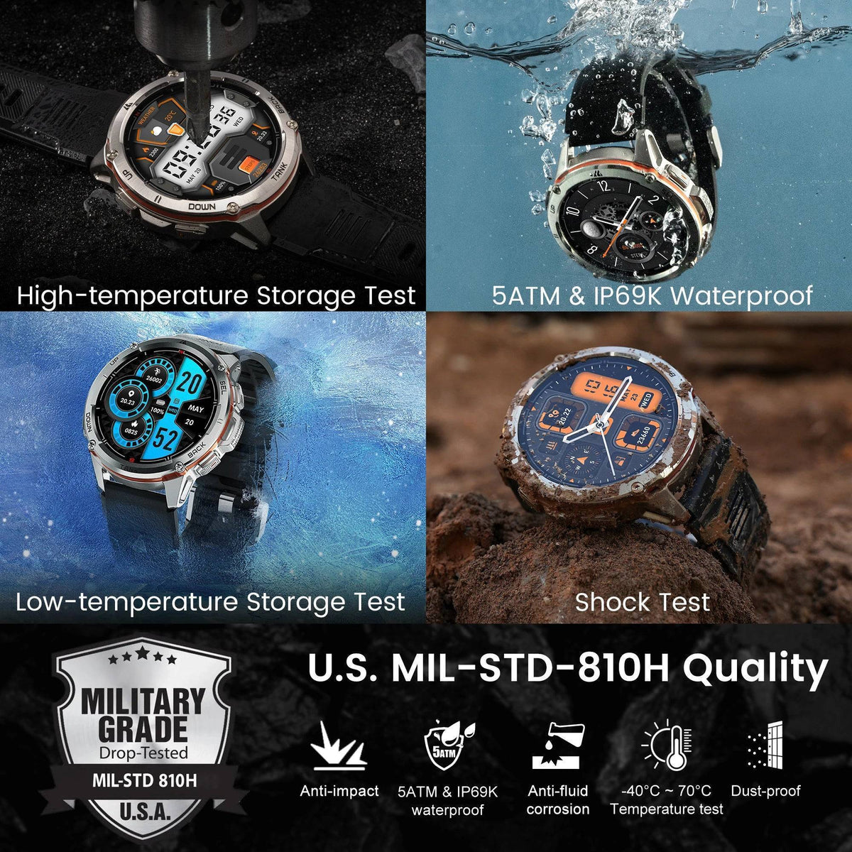 Men's T3 Ultra GPS AMOLED Smartwatch with 170 Sports Modes and 5ATM Water Resistance
