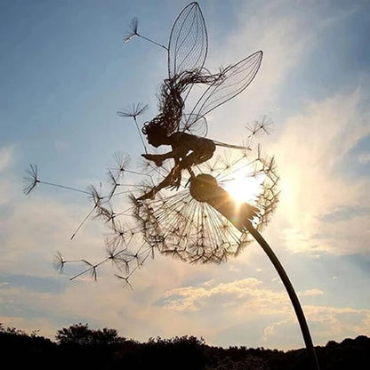 Metal Fairy with Dandelion Garden Sculpture 75 cm Decorative Lawn Ornament