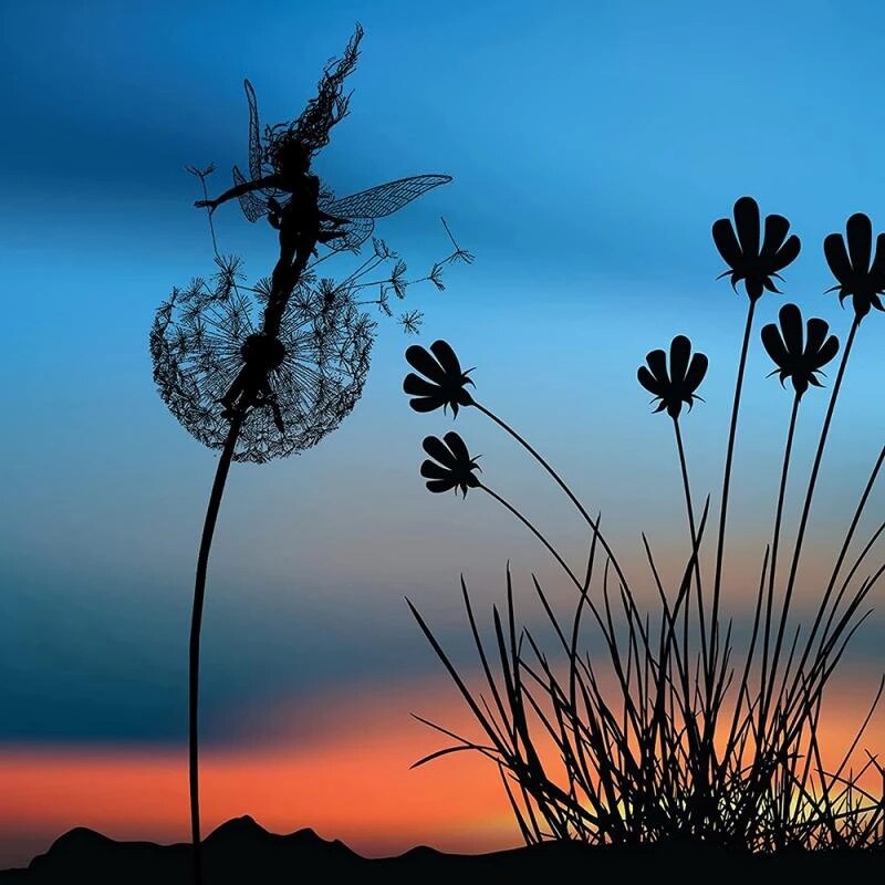Metal Fairy with Dandelion Garden Sculpture 75 cm Decorative Lawn Ornament