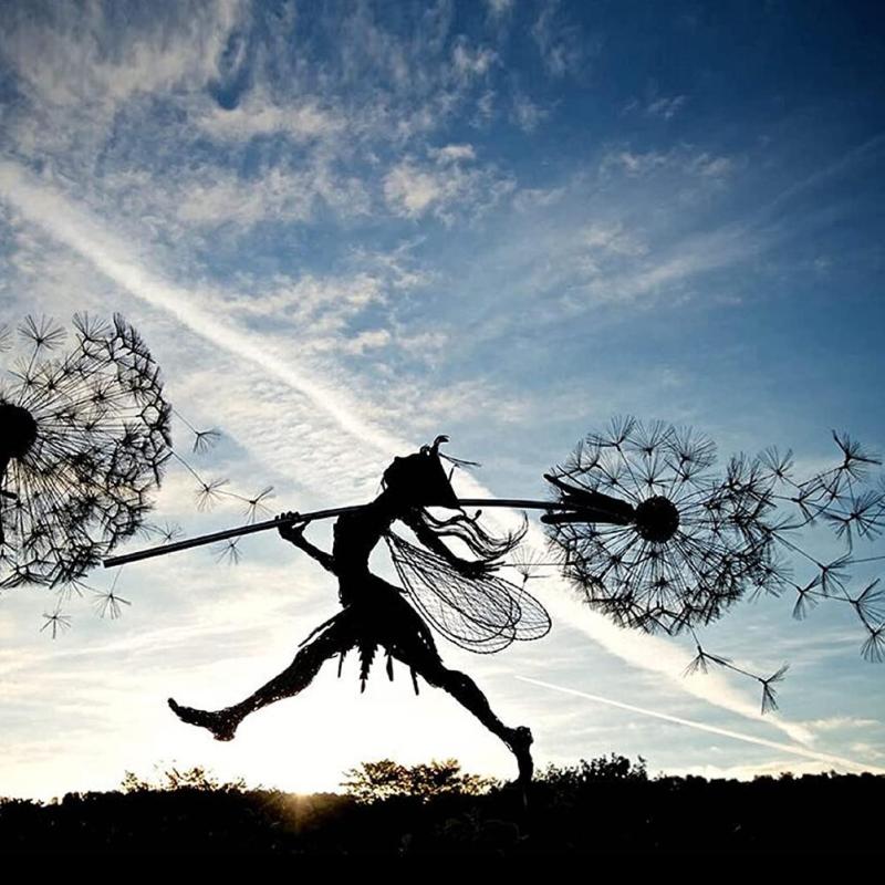 Metal Fairy with Dandelion Garden Sculpture 75 cm Decorative Lawn Ornament