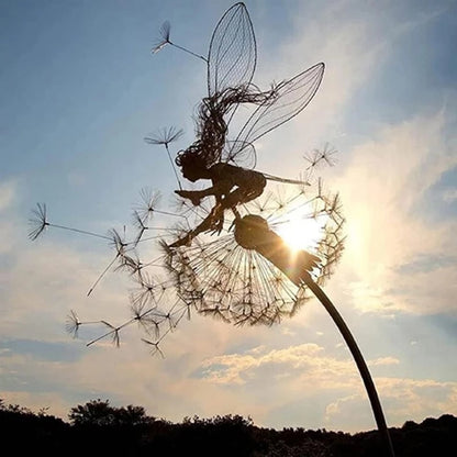 Metal Fairy with Dandelion Garden Sculpture 75 cm Decorative Lawn Ornament