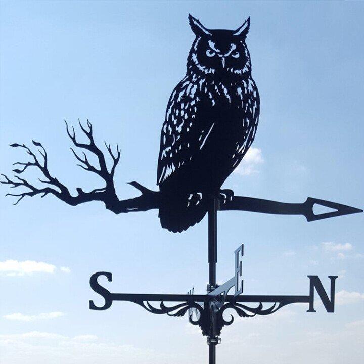 Metal Garden Weather Vane with Cartoon Animal Designs for Wind Direction