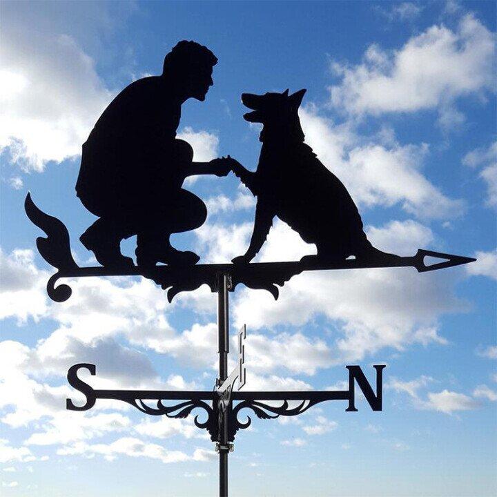 Metal Garden Weather Vane with Cartoon Animal Designs for Wind Direction