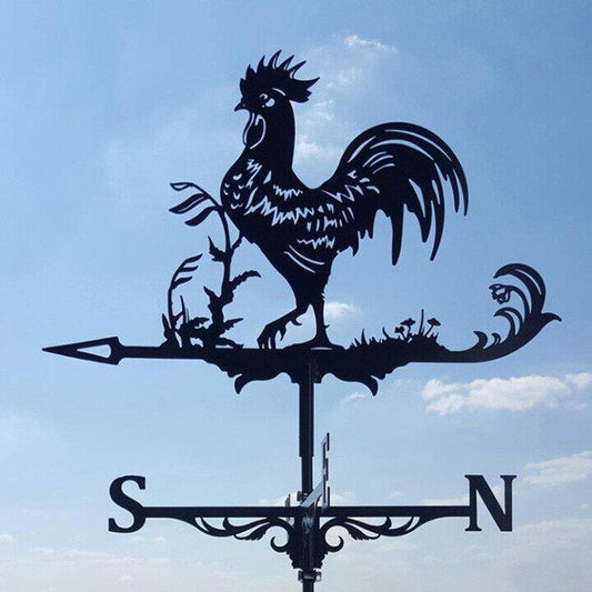 Metal Garden Weather Vane with Cartoon Animal Designs for Wind Direction