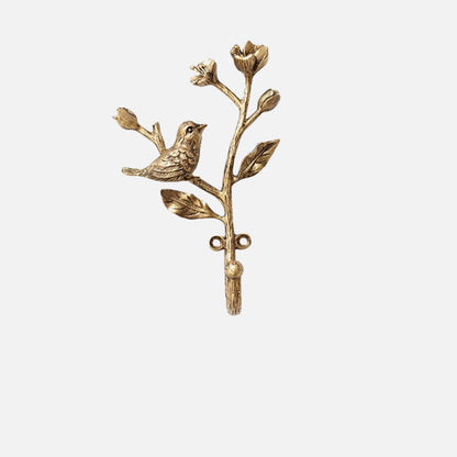 Metal Wall Hook with Curved Finish and Bird Design