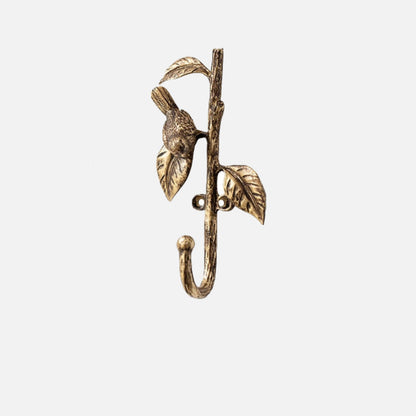 Metal Wall Hook with Curved Finish and Bird Design