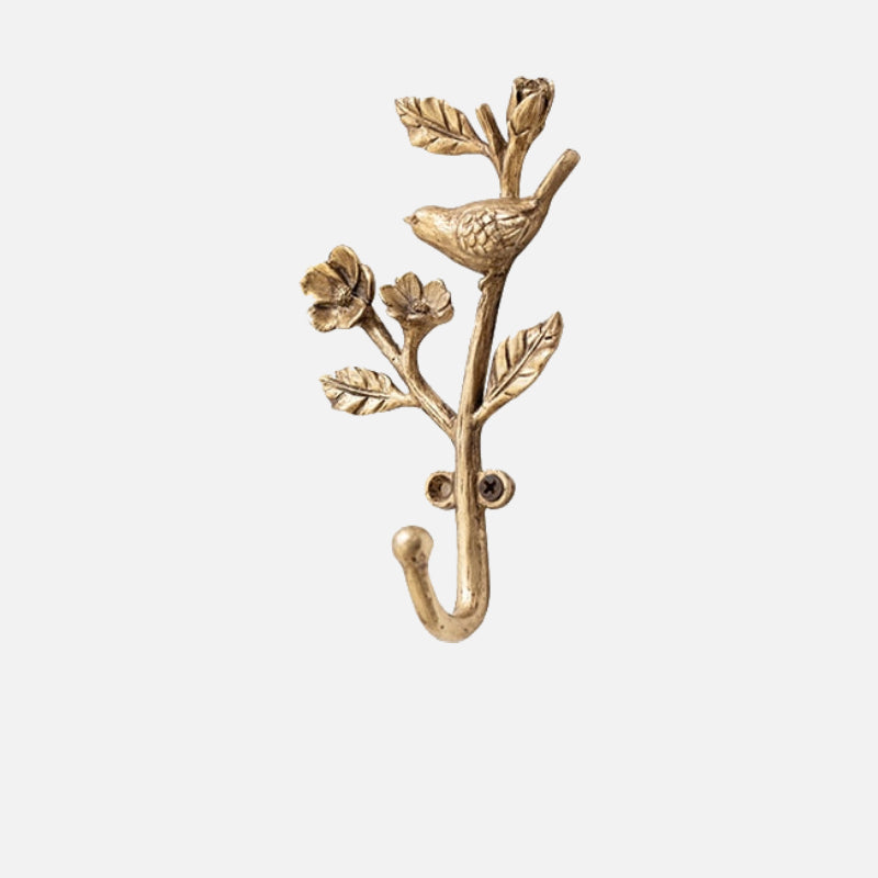 Metal Wall Hook with Curved Finish and Bird Design