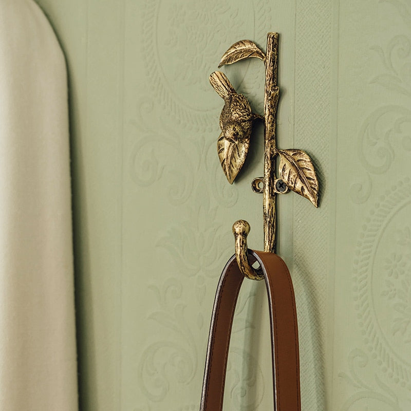 Metal Wall Hook with Curved Finish and Bird Design