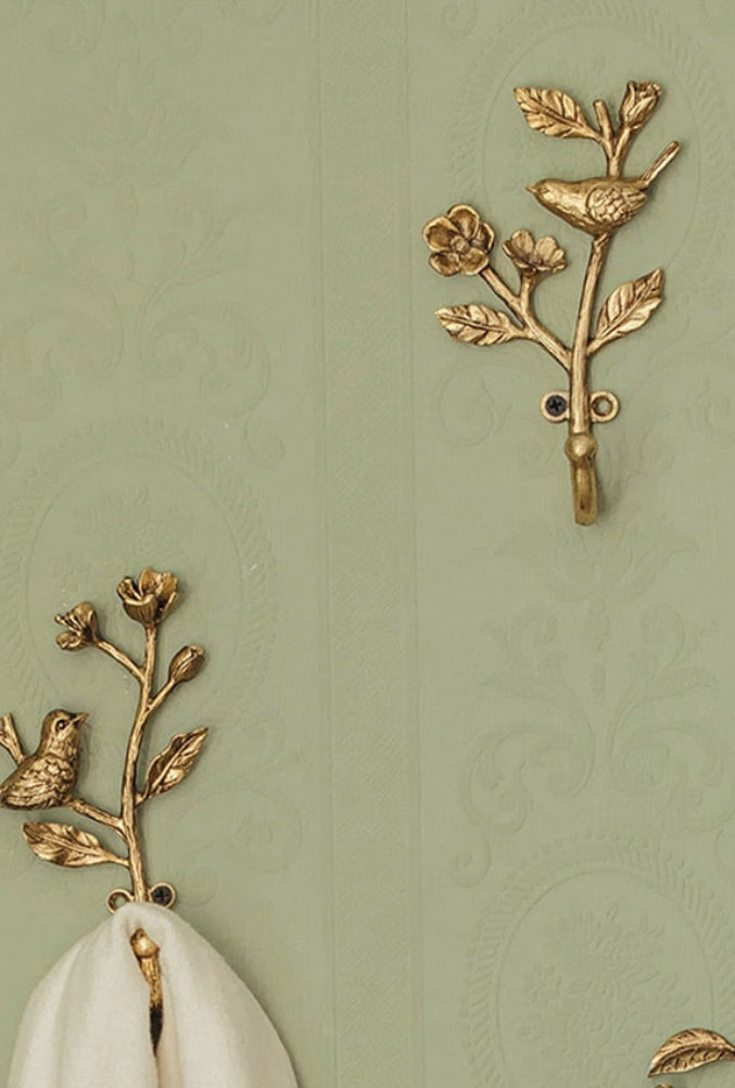 Metal Wall Hook with Curved Finish and Bird Design