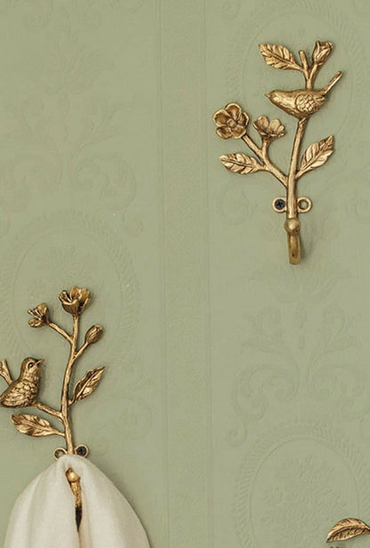 Metal Wall Hook with Curved Finish and Bird Design