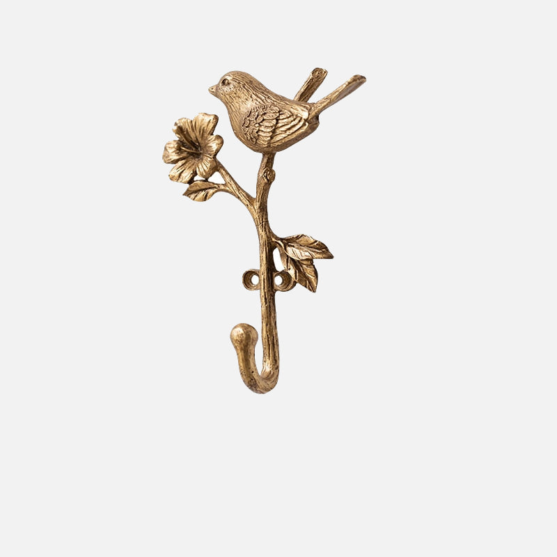 Metal Wall Hook with Curved Finish and Bird Design