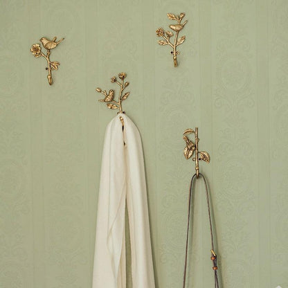 Metal Wall Hook with Curved Finish and Bird Design