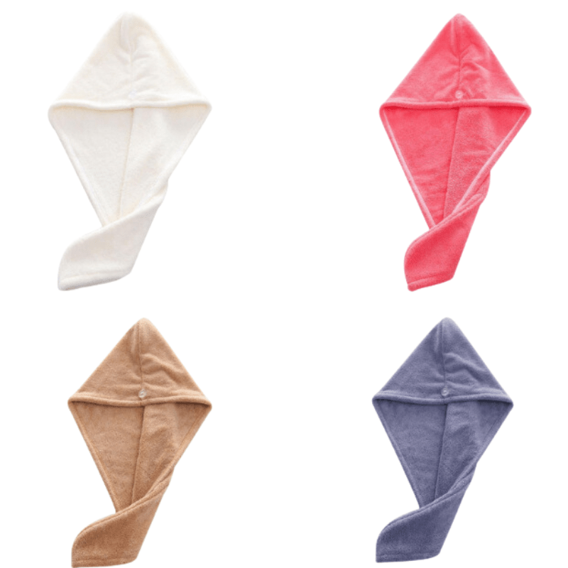 Microfiber Hair Drying Towel with Button Closure for Quick and Comfortable Hair Care