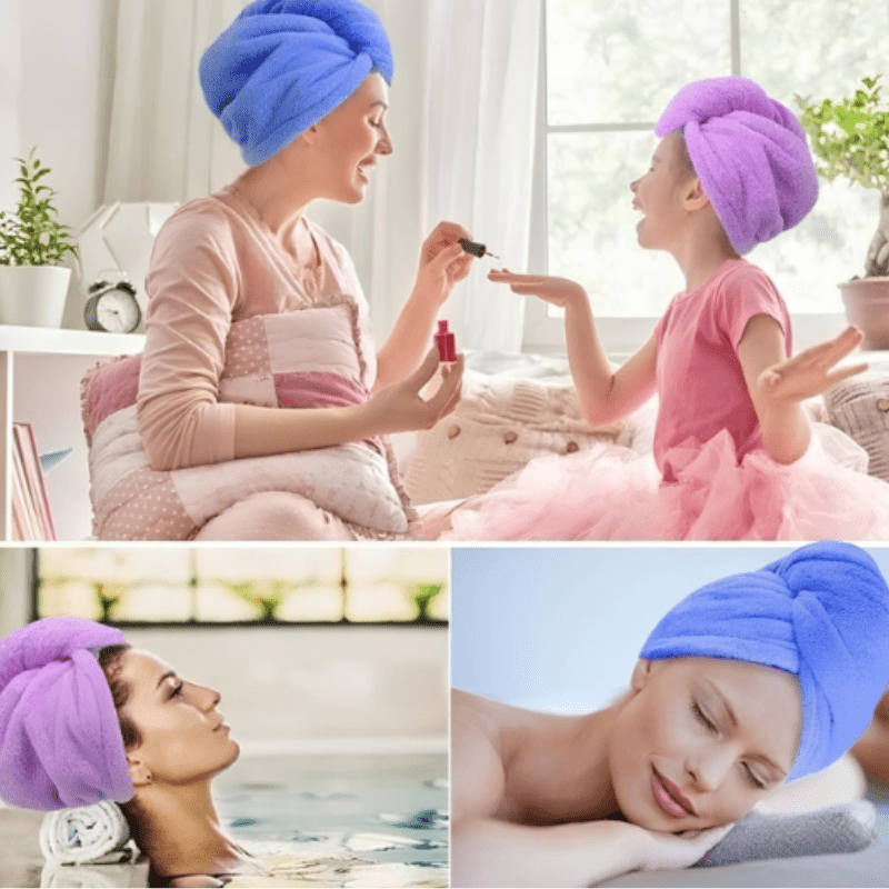 Microfiber Hair Drying Towel with Button Closure for Quick and Comfortable Hair Care