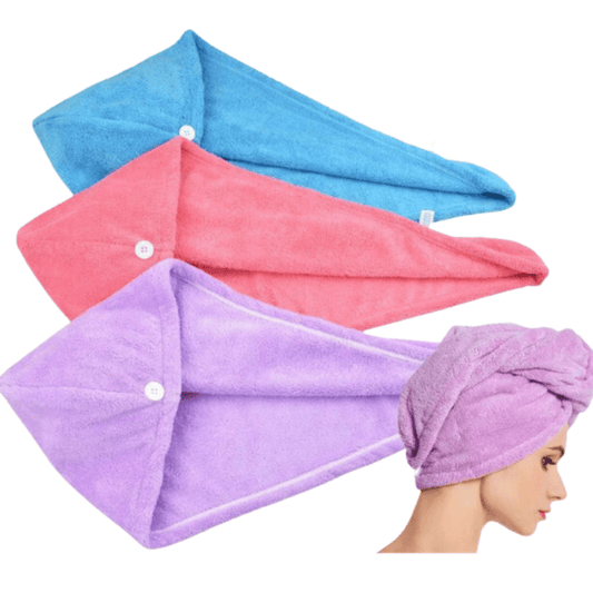 Microfiber Hair Drying Towel with Button Closure for Quick and Comfortable Hair Care