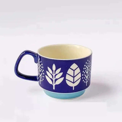 Mid-Century Ceramic Coffee Cups with Retro Patterns