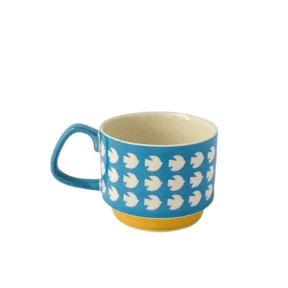 Mid-Century Ceramic Coffee Cups with Retro Patterns