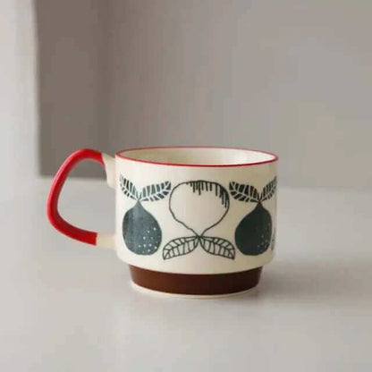 Mid-Century Ceramic Coffee Cups with Retro Patterns