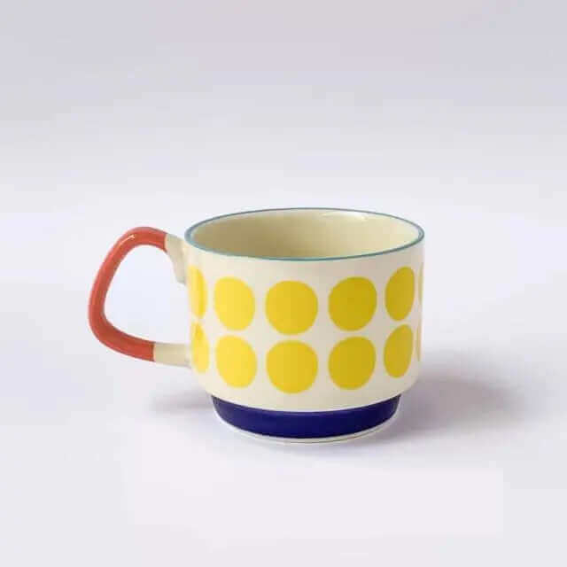 Mid-Century Ceramic Coffee Cups with Retro Patterns