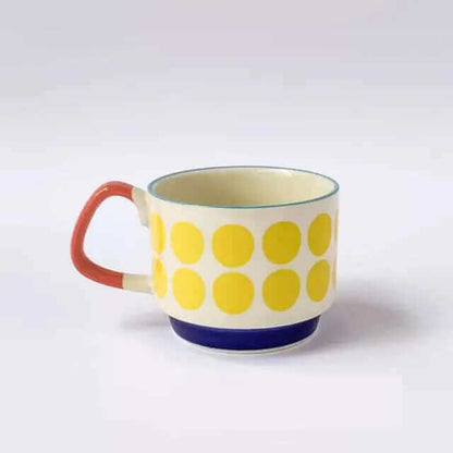 Mid-Century Ceramic Coffee Cups with Retro Patterns