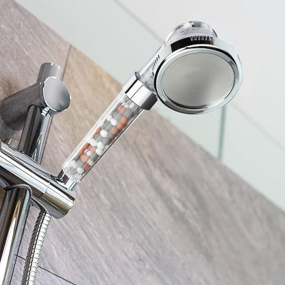 Mineral Filter Shower Head with 3 Spray Modes and Water-Saving Design