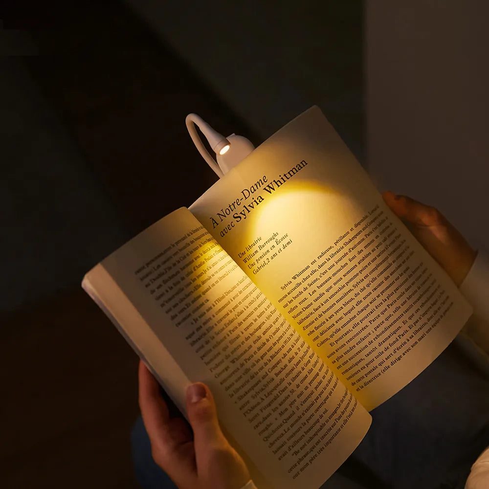 Mini Portable Clip-On Book Light USB Rechargeable LED Reading Lamp 360 Degree Rotation