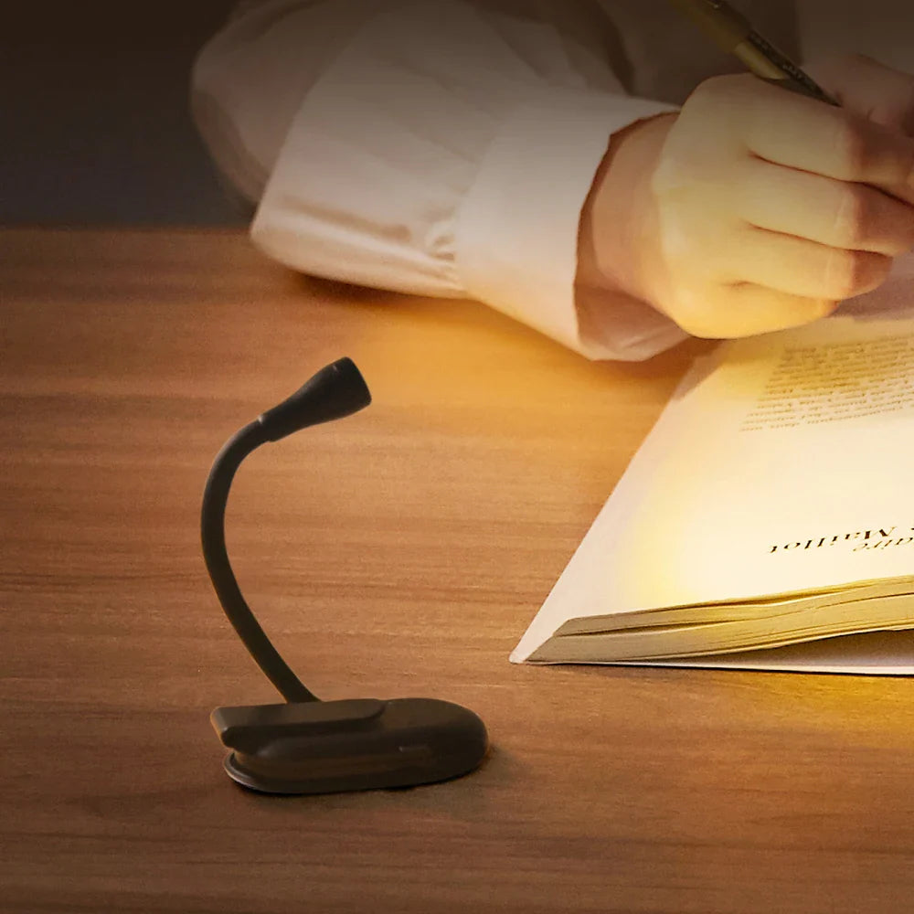 Mini Portable Clip-On Book Light USB Rechargeable LED Reading Lamp 360 Degree Rotation