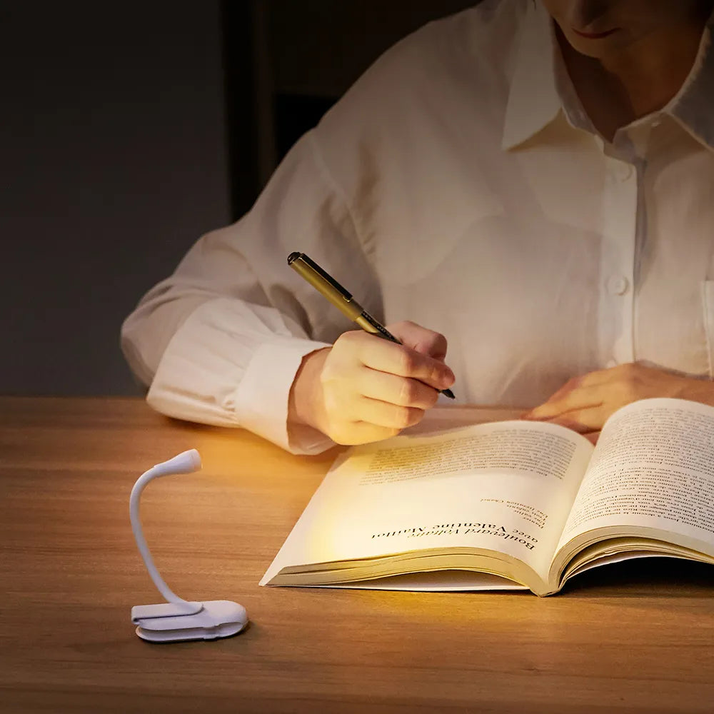 Mini Portable Clip-On Book Light USB Rechargeable LED Reading Lamp 360 Degree Rotation