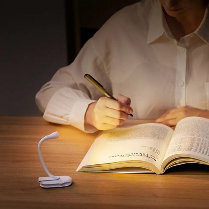 Mini Portable Clip-On Book Light USB Rechargeable LED Reading Lamp 360 Degree Rotation