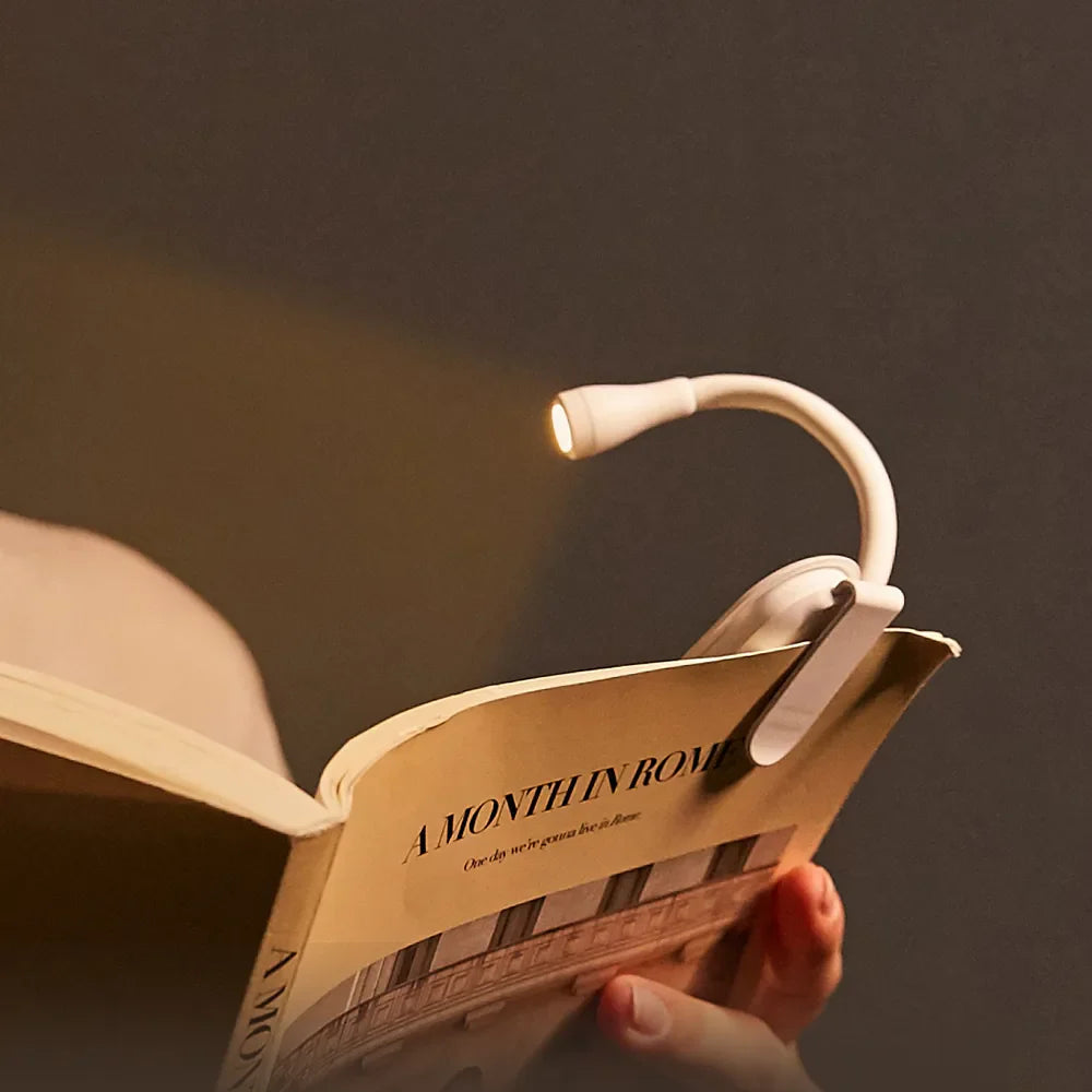 Mini Portable Clip-On Book Light USB Rechargeable LED Reading Lamp 360 Degree Rotation