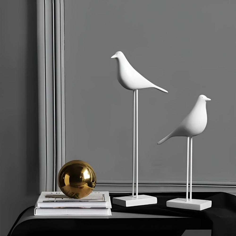 Minimalist Ceramic Bird Figurines – Black & White Modern Home Decor