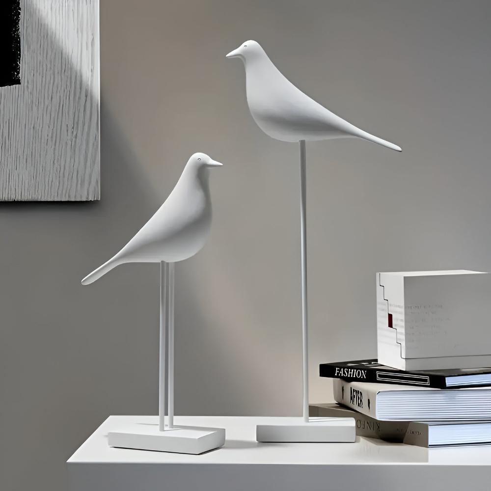 Minimalist Ceramic Bird Figurines – Black & White Modern Home Decor
