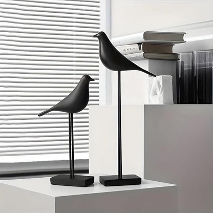 Minimalist Ceramic Bird Figurines – Black & White Modern Home Decor
