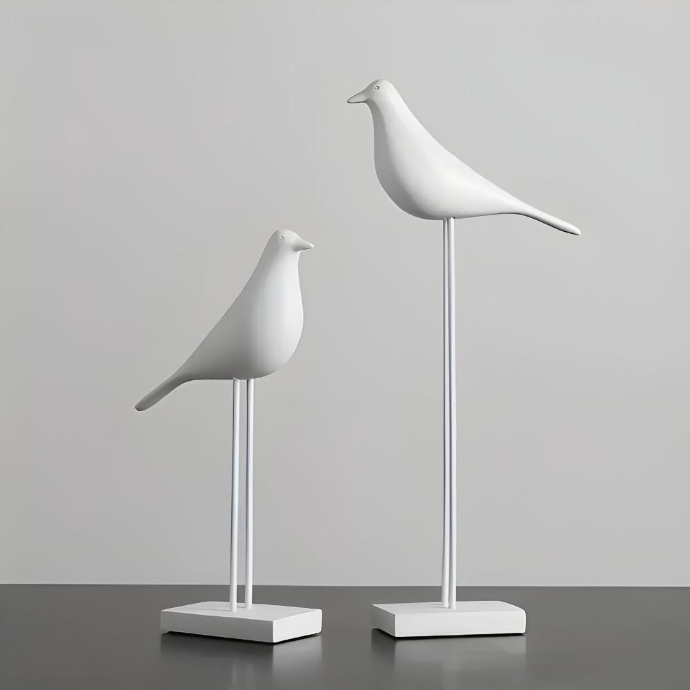 Minimalist Ceramic Bird Figurines – Black & White Modern Home Decor