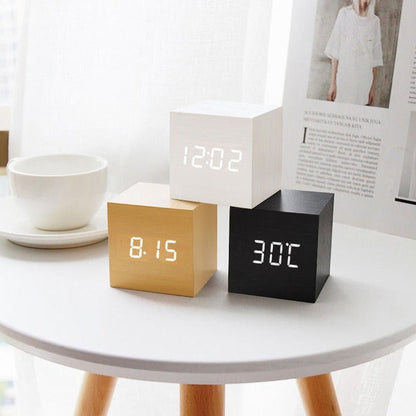 Minimalist LED Alarm Clock with Time, Date and Temperature Display
