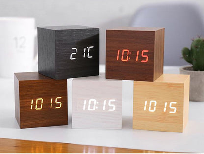 Minimalist LED Alarm Clock with Time, Date and Temperature Display