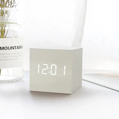 Minimalist LED Alarm Clock with Time, Date and Temperature Display