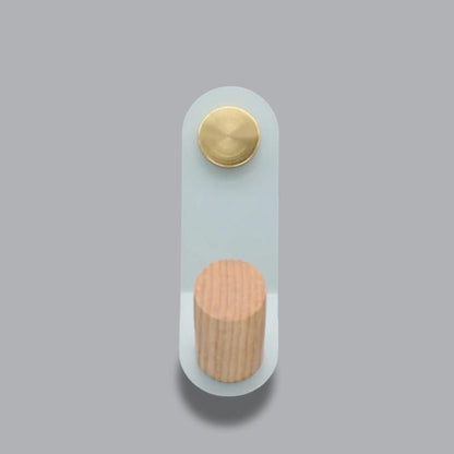 Minimalist Pastel Wall Hook with Oak Wood and Brass Accent