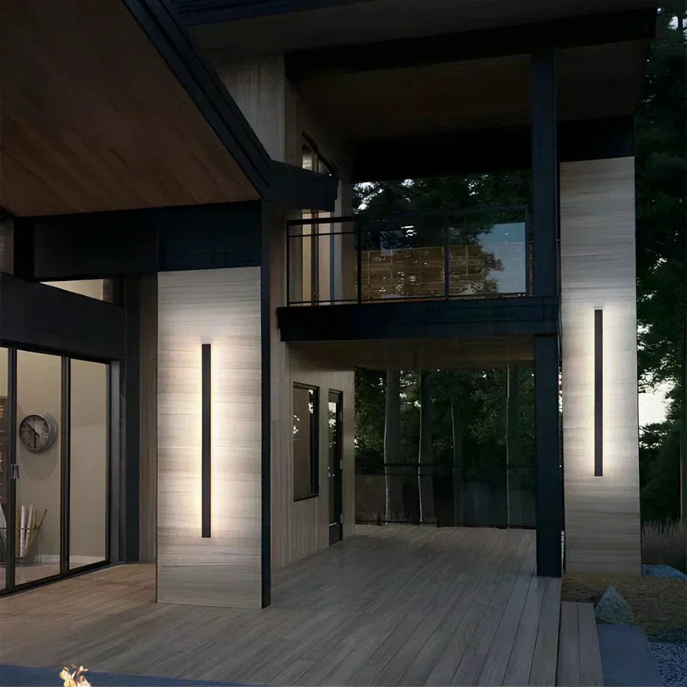 Modern Aluminium Outdoor Wall Sconce with Backlit LED Lighting