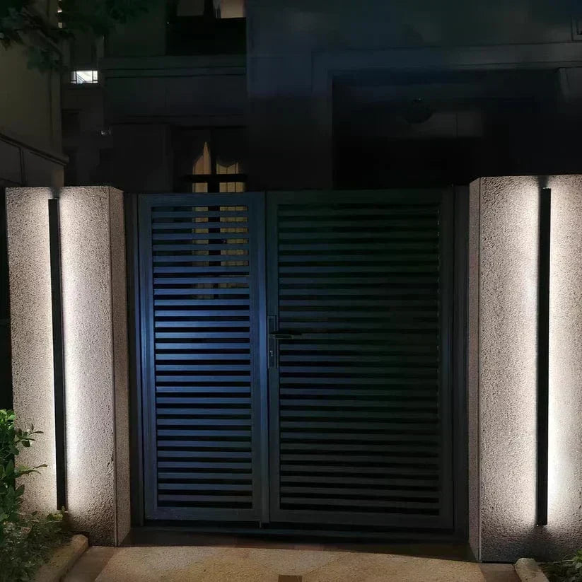 Modern Aluminium Outdoor Wall Sconce with Backlit LED Lighting