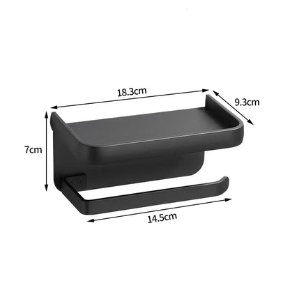 Modern Aluminium Toilet Roll Holder with Integrated Storage Shelf