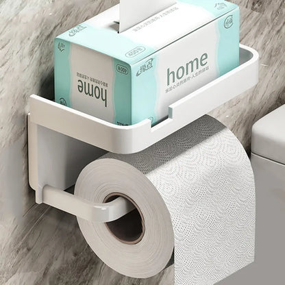 Modern Aluminium Toilet Roll Holder with Integrated Storage Shelf