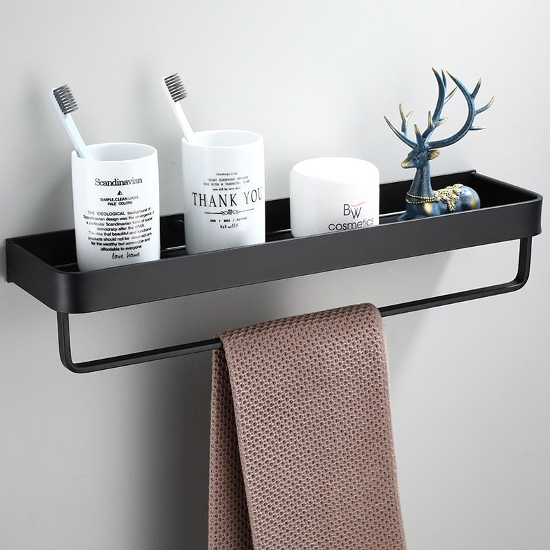 Modern Aluminium Wall Shelf with Perforated Base for Bathroom and Kitchen Storage