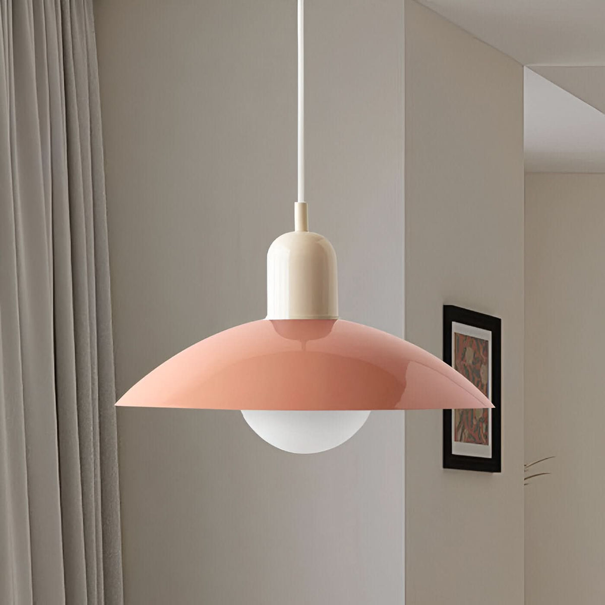 Modern Bauhaus Pendant Light with Iron Shade and Adjustable Cord